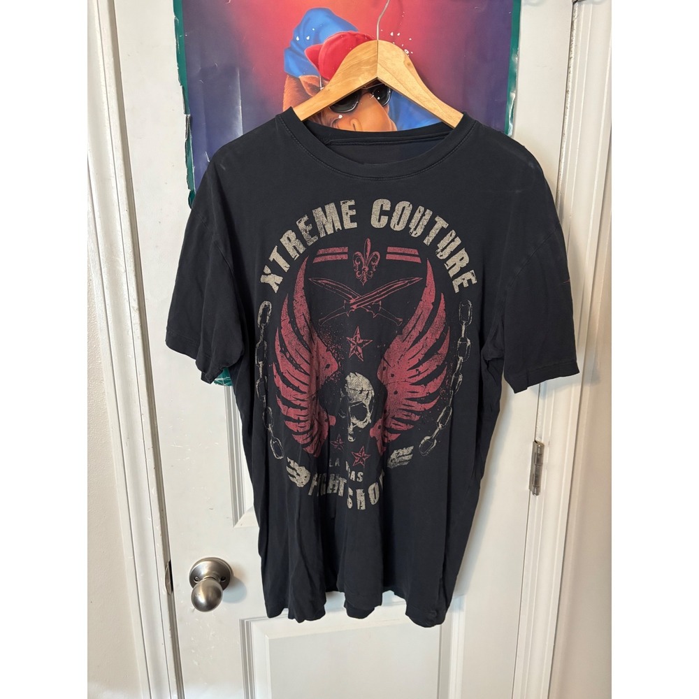 Xtreme Couture Las Vegas Fight Shop Graphic T-Shirt Mens XL Black Distressed MMA